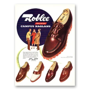 1948 Roblee Shoes Print Ad | Campus Raglans