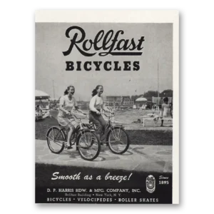 1948 Rollfast Bicycles Print Ad | Smooth As Breeze