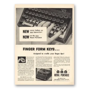 1948 Royal Typewriter Print Ad | Finger Form Keys