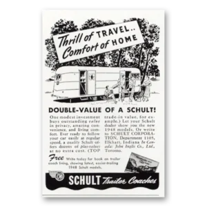 1948 Schult Trailer Coaches Print Ad | Thrill Travel