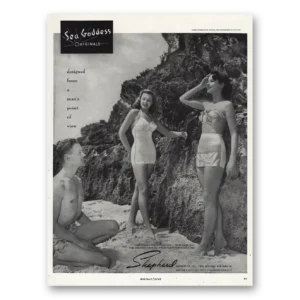 1948 Sea Goddess Swimwear Print Ad | Mans Point Of View
