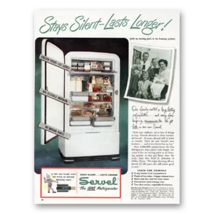 1948 Servel Refrigerator Print Ad | Stays Silent