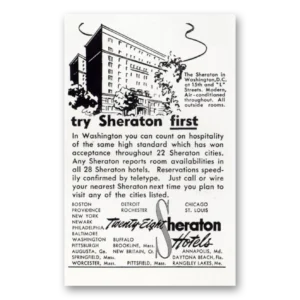 1948 Sheraton Hotels Print Ad | Hospitality