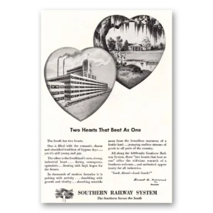 1948 Southern Railway Print Ad | Two Hearts