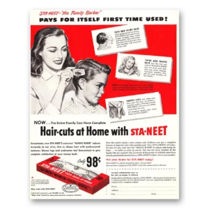 1948 Sta-Neet Print Ad | Family Barber