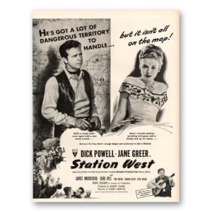 1948 Station West Movie Promo Print Ad | Dick Powell