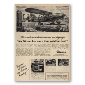 1948 Stinson Flying Station Wagon Airplane Print Ad | More Than Paid