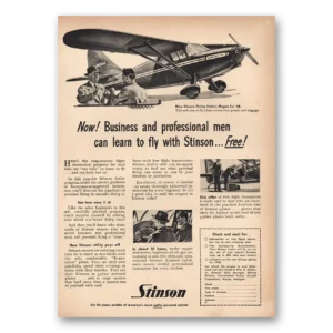 1948 Stinson Flying Station Wagon Airplane Print Ad | Professional Men