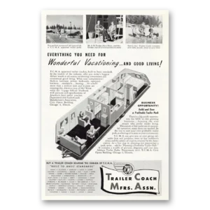 1948 Trailer Coach Manufacturers Print Ad | Vacationing