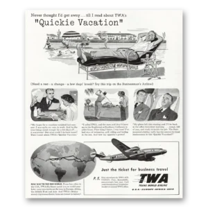 1948 TWA Airlines Print Ad | Quickie Vacation