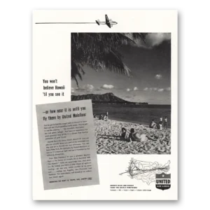 1948 United Airlines Print Ad | Believe Hawaii