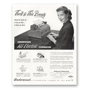1948 Underwood Typewriter Print Ad | Thrill Beauty