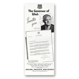 1948 Union Pacific Railroad Print Ad | Governor Utah