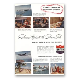 1948 United Airlines Print Ad | Glamour Flight