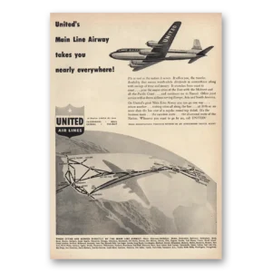 1948 United Airlines Print Ad | Main Line Airway