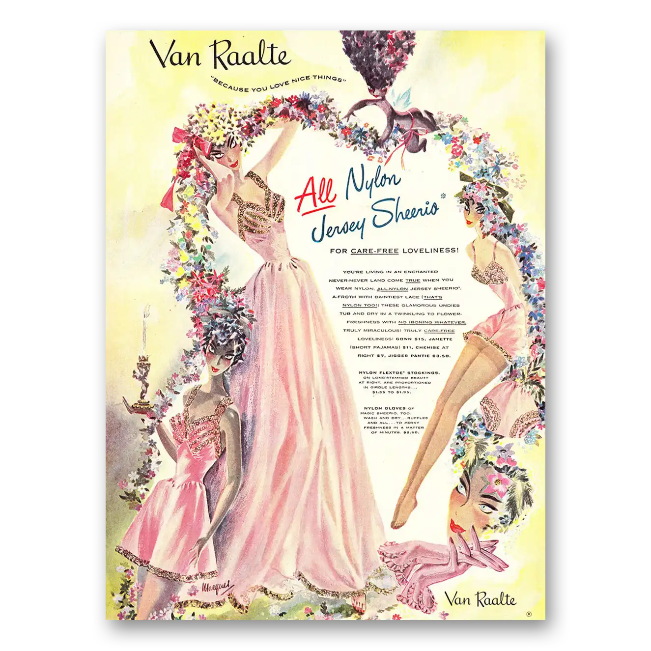 1948 Van Raalte Nylons Print Ad | Jersey Sheerio