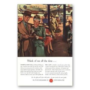 1948 Watchmakers of Switzerland Print Ad | Think Of Me