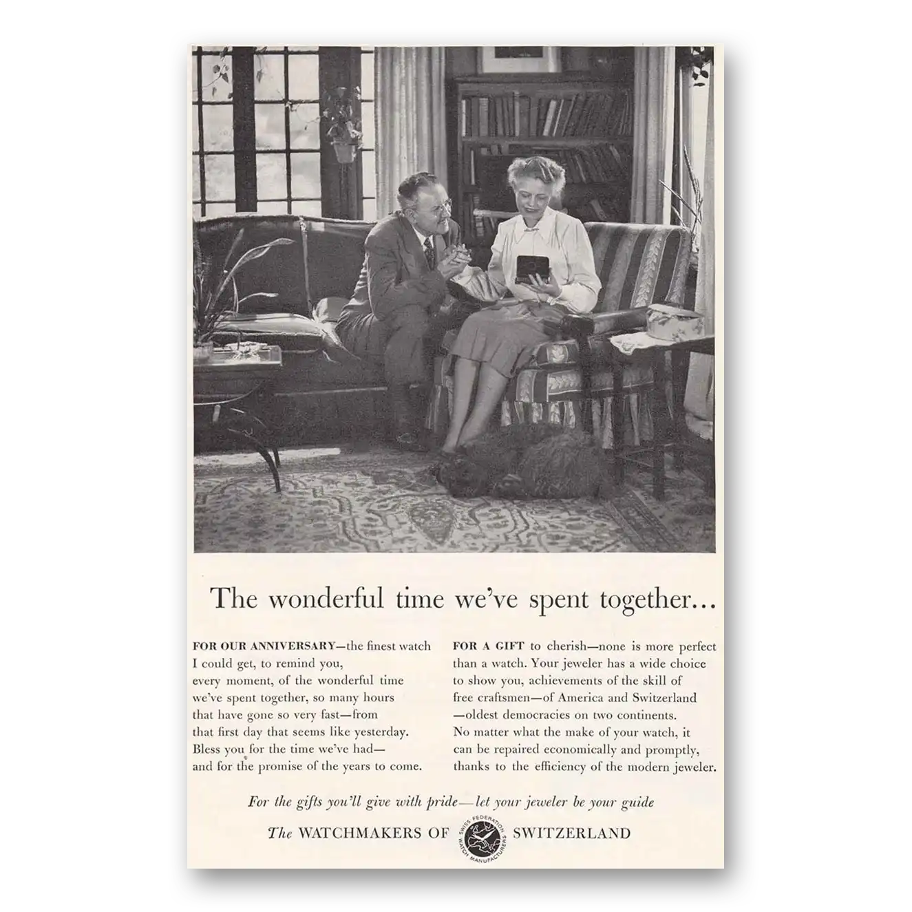 1948 Watchmakers of Switzerland Print Ad | Wonderful Time