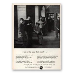 1948 Watchmakers of Switzerland Print Ad | Time That Counts