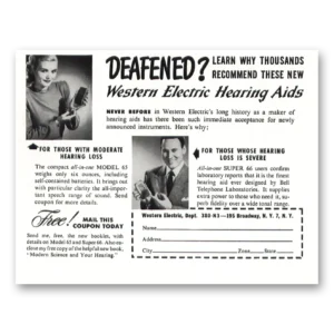 1948 Western Electric Hearing Aid Print Ad | Deafened