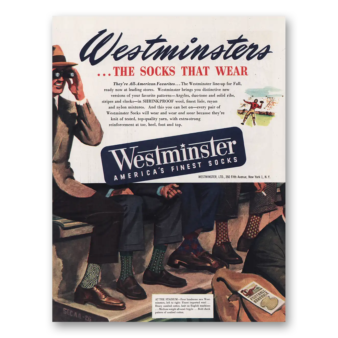 1948 Westminster Socks Print Ad | Socks That Wear
