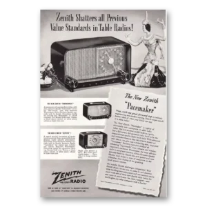 1948 Zenith Radio Print Ad | Pacemaker Radio