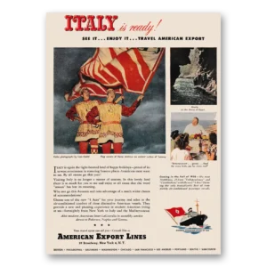 1949 American Export Lines Print Ad | Italy