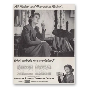 1949 American Express Travelers Cheques Print Ad | All Packed