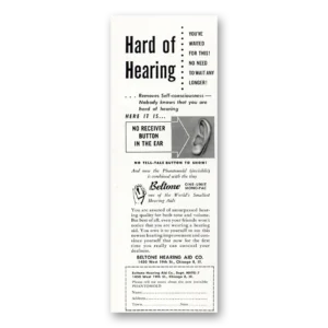 1949 Beltone Hearing Aid Print Ad | Hard Hearing