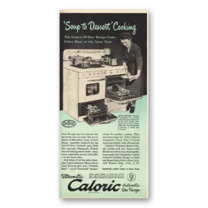 1949 Caloric Gas Ranges Print Ad | Soup To Dessert