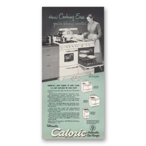 1949 Caloric Gas Ranges Print Ad | Cooking Ease