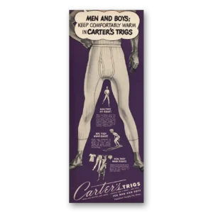 1949 Carters Trigs Print Ad | Men Boys