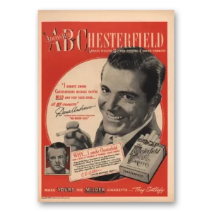 1949 Chesterfield Cigarettes Print Ad | Chesterfield