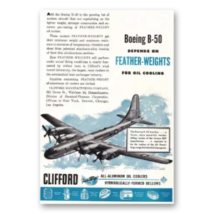 1949 Clifford All-Aluminum Oil Coolers Print Ad | Boeing B 50