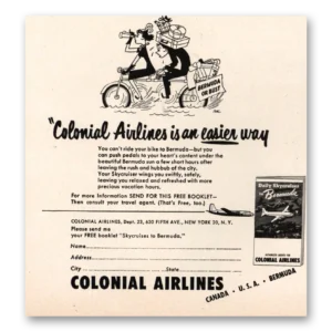 1949 Colonial Airlines Print Ad | Bike To Bermuda