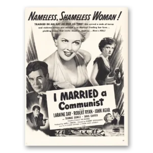 1949 I Married a Communist Movie Promo Print Ad | Laraine Day