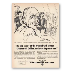 1949 Continental Airlines Print Ad | Waldorf With Wings