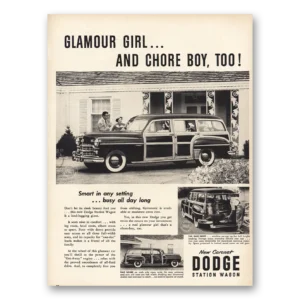 1949 Dodge Print Ad | Glamour Girl Chore Boy