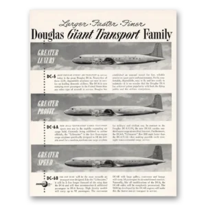 1949 Douglas DC6 Print Ad | Transport Family