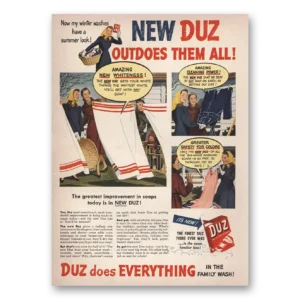 1949 Duz Detergent Print Ad | Duz Detergent Winter Washes Summer Look