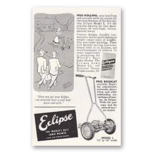 1949 Eclipse Mowers Print Ad | Free Rolling