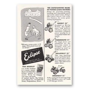 1949 Eclipse Mowers Print Ad | Green Carpet