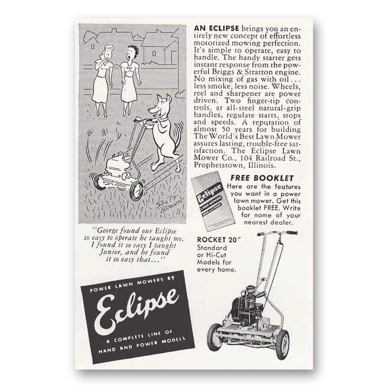 1949 Eclipse Mowers Print Ad | Rocket 20