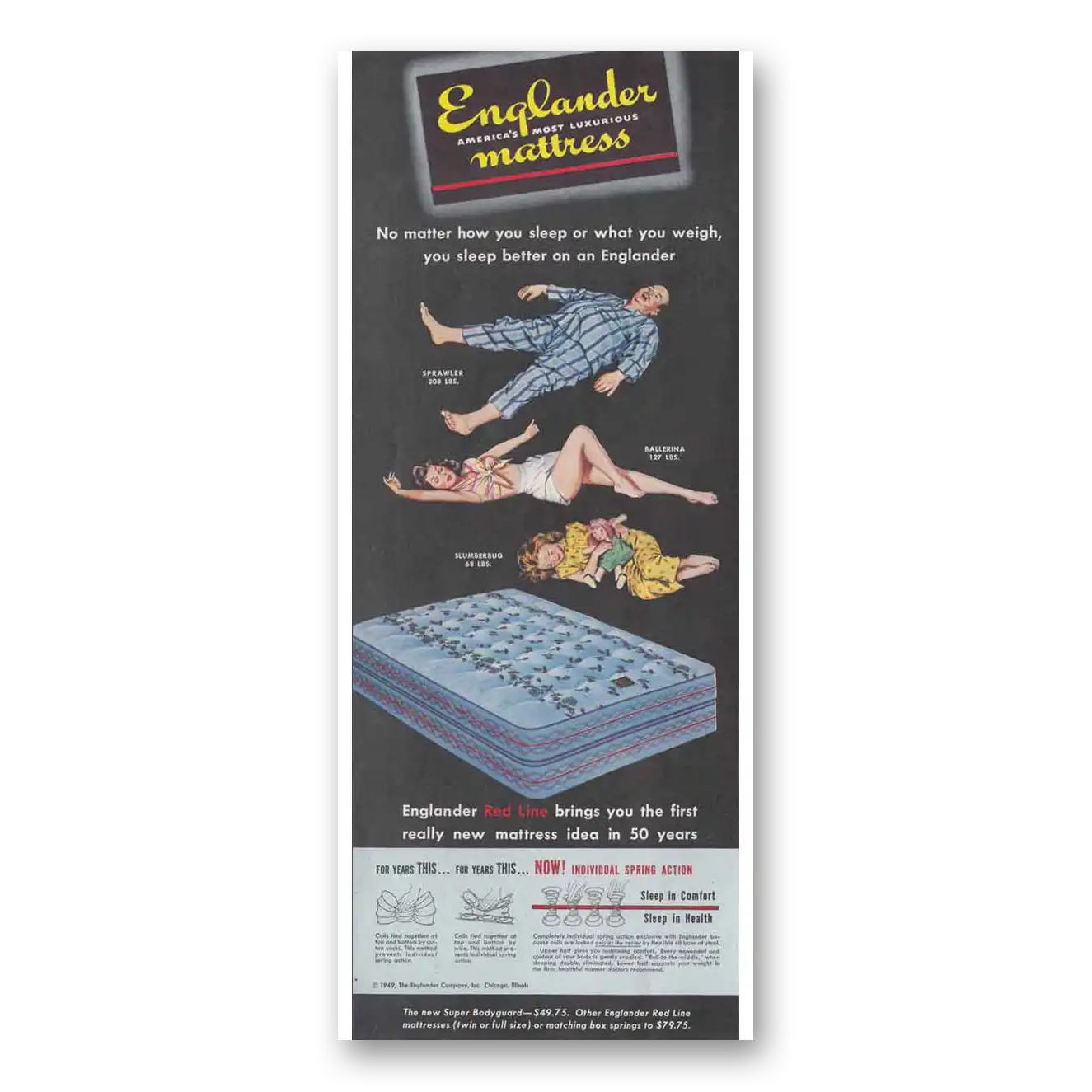 1949 Englander Mattress Print Ad | Sprawler Ballerina
