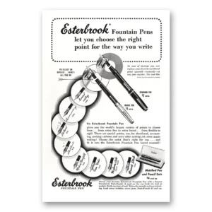 1949 Esterbrook Fountain Pen Print Ad | Right Point