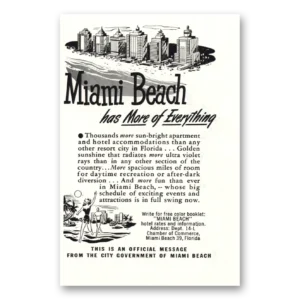 1949 Miami Beach Florida Print Ad | Sun Bright
