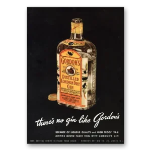 1949 Gilbeys Gin Print Ad | No Gin Like