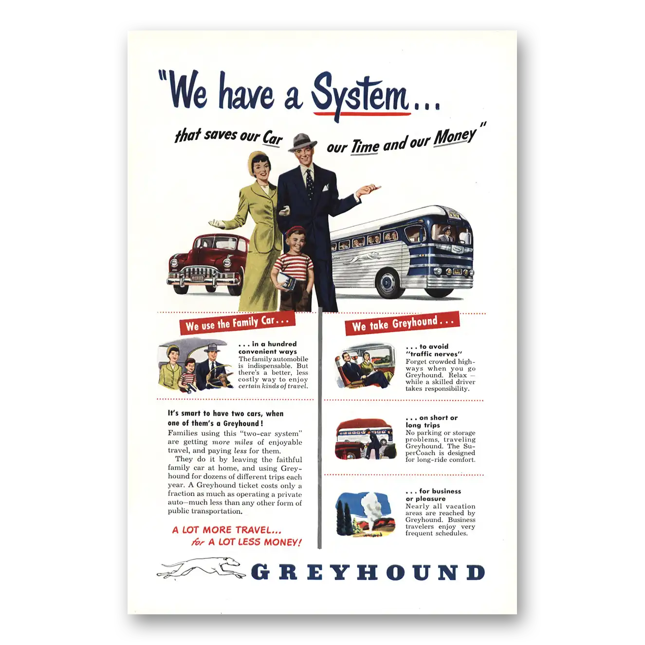 1949 Greyhound Print Ad | Family Car