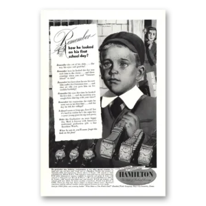 1949 Hamilton Watch Print Ad | First School Day