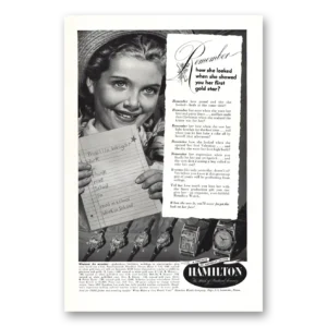 1949 Hamilton Watch Print Ad | Gold Star